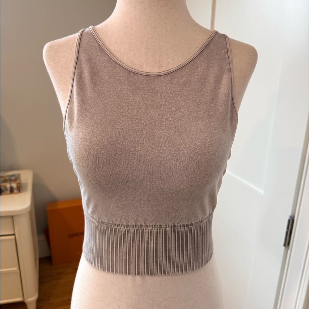 FP Movement by Free People Ribbed Hem Crop Tank - Taupe